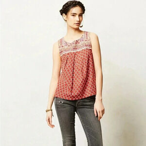 Anthropologie akemi + Kin eivy tank top sleeveless medium copper embroidered